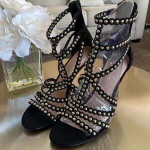 Aldo Women’s Strappy Open Toe High Heels Black Size 8.5‎